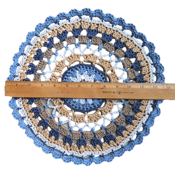 Crochet Doily, Placemat, Trivet, Handmade, 100% Cotton, Retro Crochet Decor, 13” - Picture 4 of 5